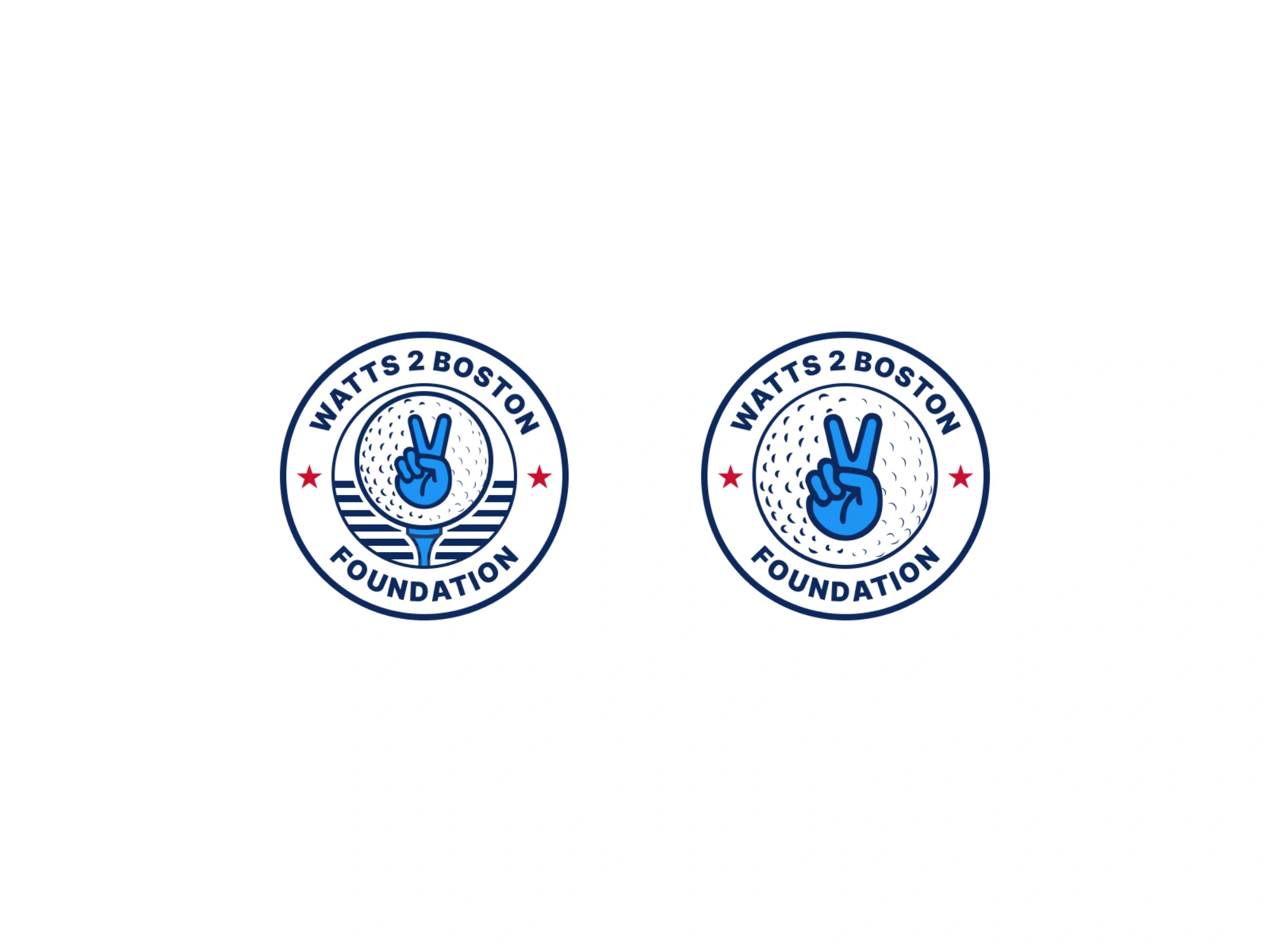 Alternate Watts 2 Boston Foundation logo lockups with the golf ball and peace sign emblem