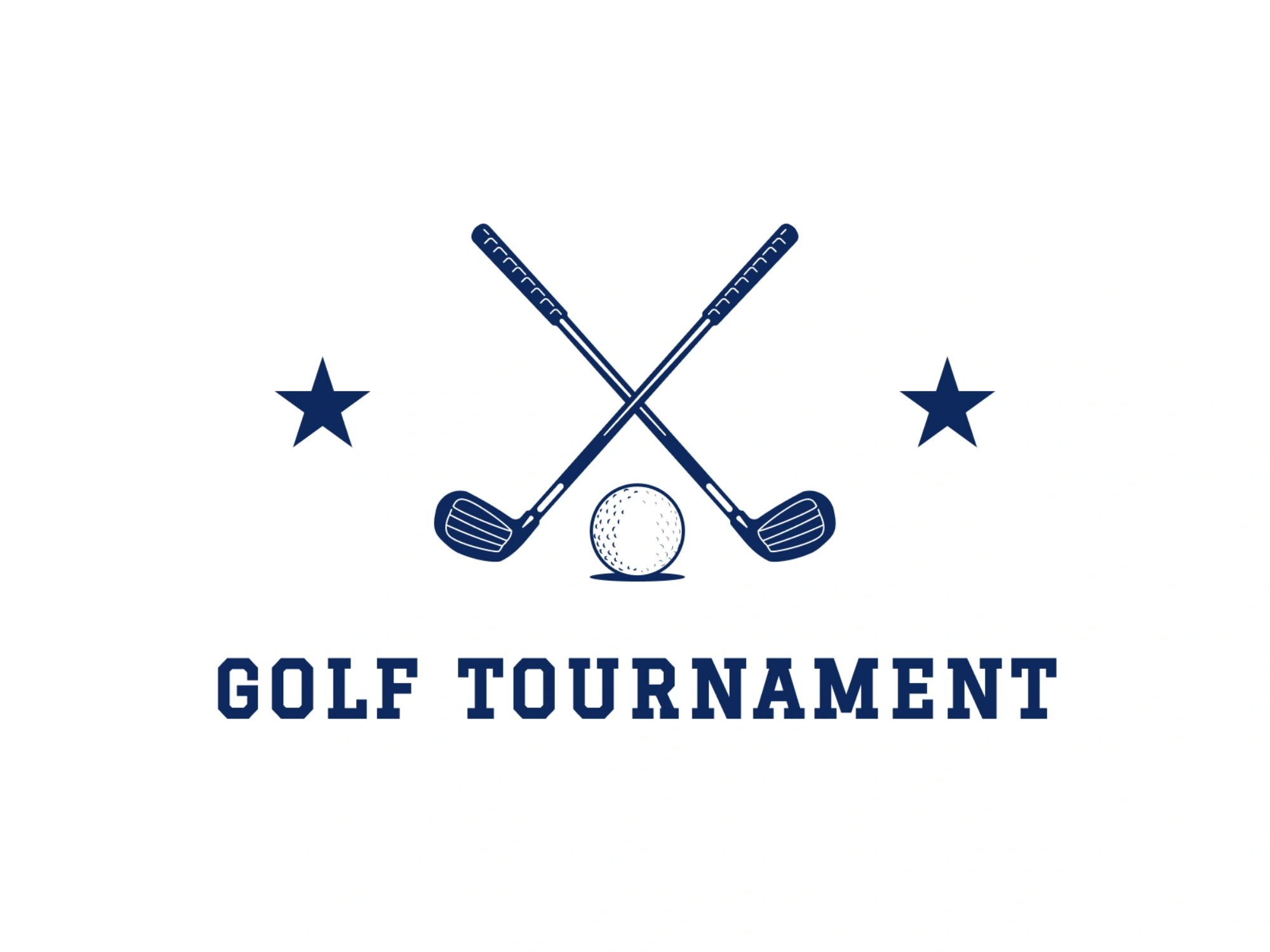 Golf tournament identity symbol with crossed clubs, golf ball and stars for the Watts 2 Boston charity weekend