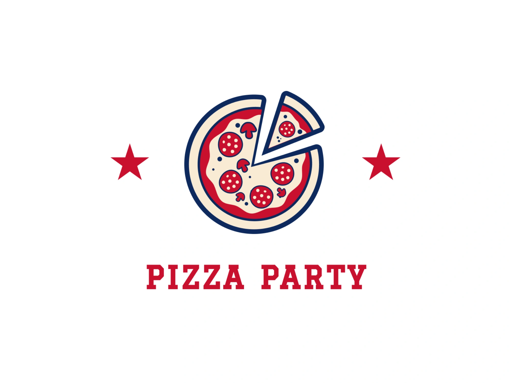 Pepperoni pizza illustration used as a Pizza Party event mark